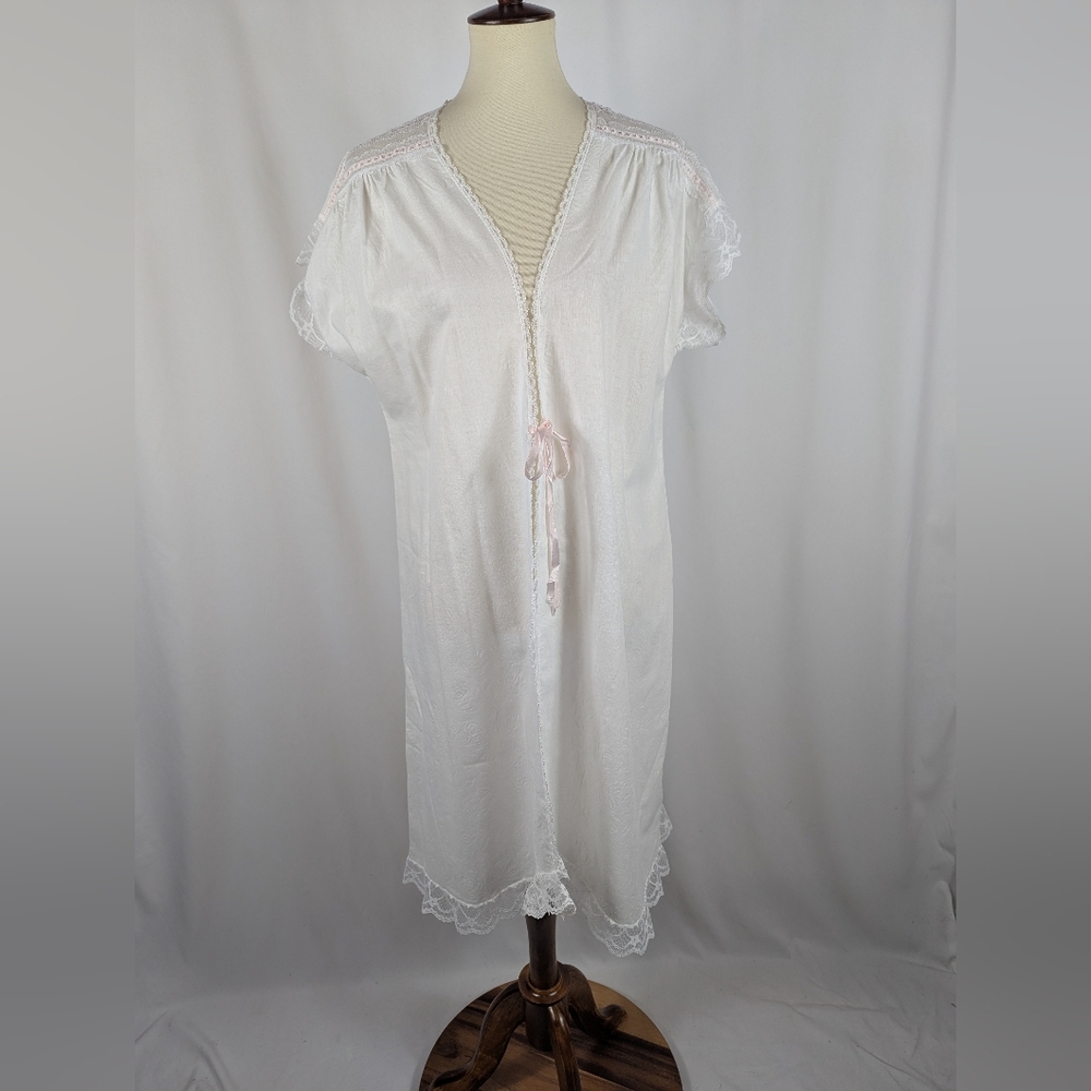 Carriage Court Vintage White Nightgown Robe Peignoir Cottagecore Sears Sz M